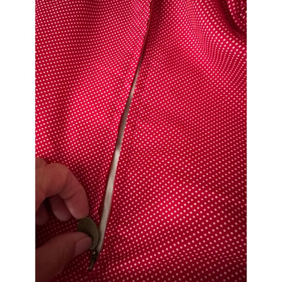 VTG Pier 1 Round Boho Ruffle Pillow Set Red Polka Dot Embroidered Floral Design - Picture 13 of 16